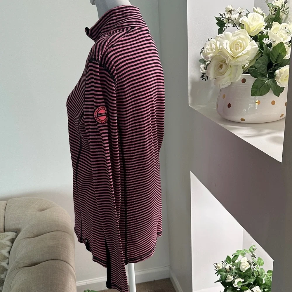 Lauren active Ralph Lauren Chic Striped Black and Pink Women's Sweatshirt - Picture 5 of 10